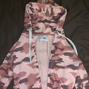 Matching baby pink camouflage zip up hoodie